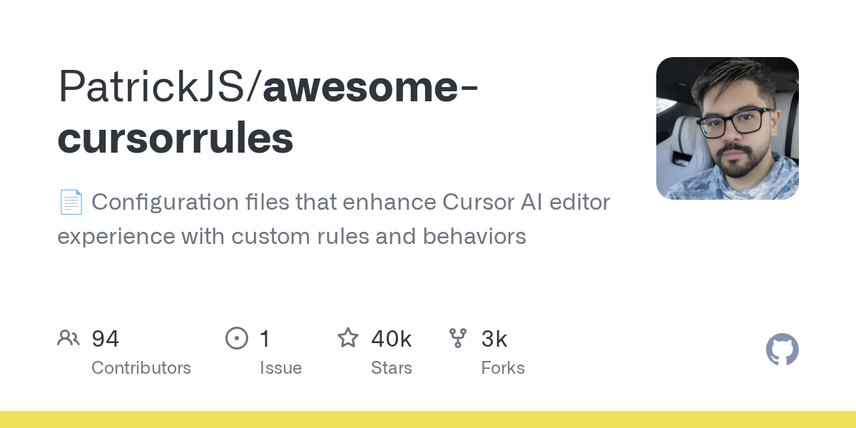 awesome-cursorrules — Curated .cursorrules for Every Stack